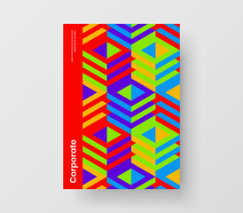 Modern book cover A4 design vector illustration. Isolated mosaic hexagons placard template.