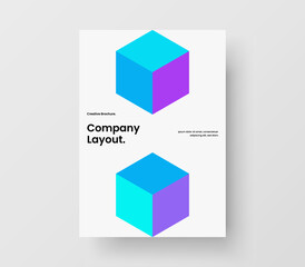 Abstract company brochure A4 vector design concept. Colorful geometric hexagons leaflet layout.