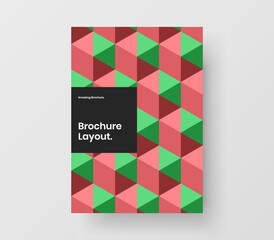 Unique geometric pattern company cover template. Vivid annual report vector design illustration.