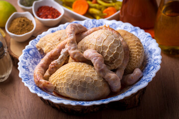 Traditional middle eastern food; stuffed offal, stuffed tripe. Stuffed belly mumbar. Turkish name; karin mumbar dolmasi