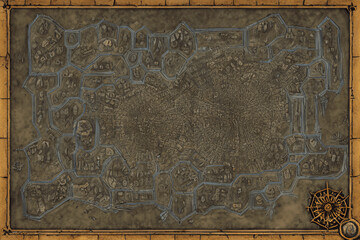 ダンジョン系地図の背景イラスト(AI generated image)