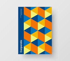 Colorful annual report A4 vector design concept. Trendy mosaic pattern flyer template.