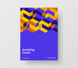 Trendy geometric shapes presentation illustration. Multicolored journal cover A4 vector design layout.