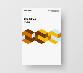 Multicolored handbill vector design illustration. Clean mosaic hexagons annual report layout.
