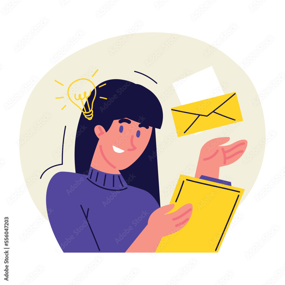 Sticker woman and email marketing