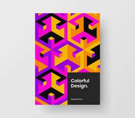 Abstract geometric shapes journal cover concept. Isolated poster design vector layout.