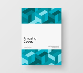 Simple corporate brochure vector design layout. Colorful mosaic hexagons magazine cover illustration.