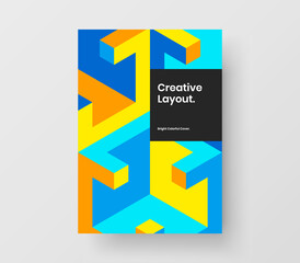Clean mosaic pattern annual report layout. Vivid company identity vector design concept.