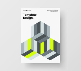 Creative catalog cover A4 design vector layout. Original geometric hexagons leaflet illustration.