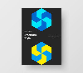 Colorful geometric hexagons corporate brochure layout. Creative leaflet A4 vector design concept.