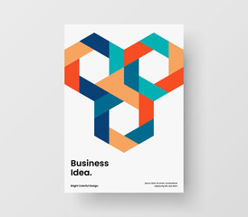 Minimalistic corporate brochure vector design concept. Unique geometric hexagons journal cover template.