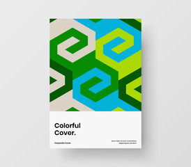 Trendy geometric tiles corporate identity template. Colorful company brochure A4 vector design illustration.