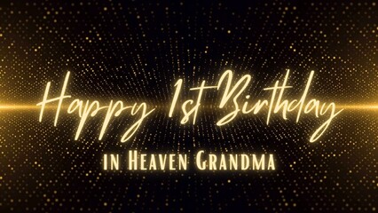 Fototapeta na wymiar Happy Birthday in Heaven Dad. Luxurious Happy Heavenly Birthday Dad. Birthday Greeting Cards with Glitter Gold Background. 