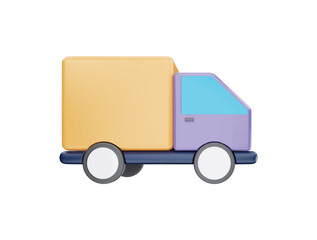 Shipment delivery by truck with 3d vector icon cartoon minimal style
