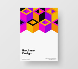 Vivid mosaic pattern flyer template. Modern journal cover vector design concept.