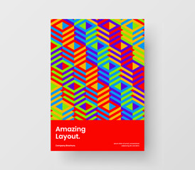Isolated annual report A4 design vector illustration. Simple mosaic hexagons magazine cover concept.