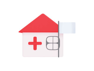 Hospital with 3d vector icon cartoon minimal style