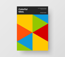 Colorful book cover vector design template. Vivid mosaic pattern corporate brochure layout.