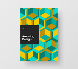 Unique poster design vector concept. Modern geometric shapes company brochure template.