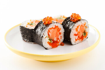 tasty sushi on the white background