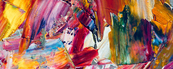 	
Color texture. Hand drawn oil painting on canvas. Abstract art background. Modern, contemporary art. Colorful canvas. Wall decor background	
