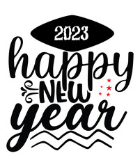 Obraz premium 100 New Year 2023 SVG Bundle, Happy New Year's Eve Quote, Cheers 2023 Saying, Sublimation Print Clip Art, cut file, Circut, Silhouette svg,Happy New Year SVG Bundle, Hello 2023 Svg, New Year Decoratio