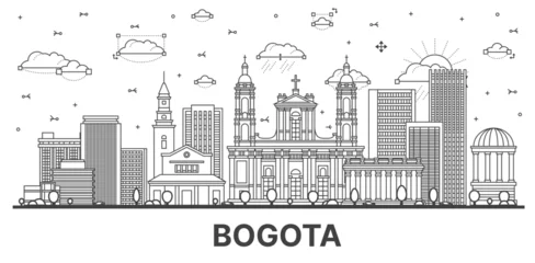 Foto op Canvas Outline Bogota Colombia City Skyline with Historic Buildings Isolated on White. © BooblGum