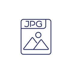 Jpg file line icon on white