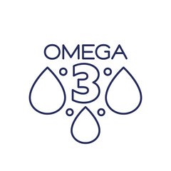 omega 3 icon with oil drops, line vector