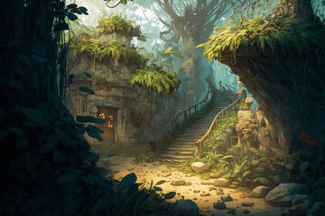 美麗ダンジョン系の背景イラスト(AI generated image)