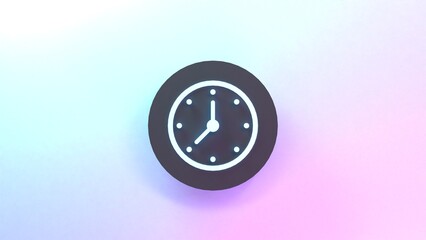 Clock icon. 3d render illustration.