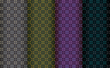 Set of gray, olive green, purple and dark green seamless geometric diagonal pattern.  Mini square motif background, for masculine clothing all over print block silk scarf garment. Tile swatch included