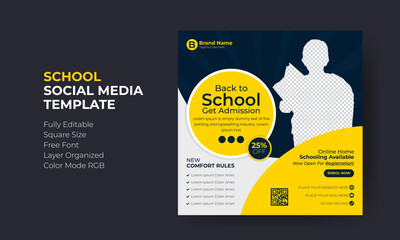 School admission social media ads template design. For web ads, summer camp flyer design. - obrazy, fototapety, plakaty