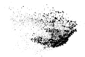 Black grainy texture isolated on white background. Dust overlay. Dark noise granules. Digitally generated image. Vector design elements. Illustration, Eps 10.