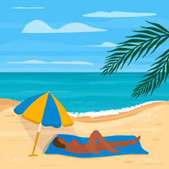 Obraz na płótnie Canvas Sunbathing Sea Beach Travel Summer Vacation People