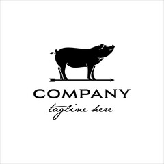 Pig weathervane logo with masculine design style
