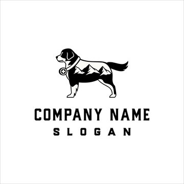Mountain dog logo with a mountain pattern on the body