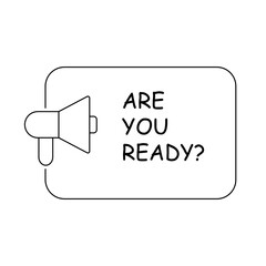 Illustration vector graphic of flat megaphone icon, loudspeaker icon, announcement icon, with text. Simple and editable design for template social media.