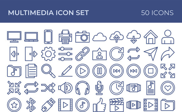Multimedia Line Icon 