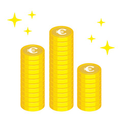 積まれたコインのイラスト　(ユーロ)