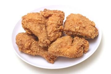 Close up of Chicken Fried Isolated White Background.