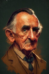 J.R.R. Tolkien caricature - obrazy, fototapety, plakaty
