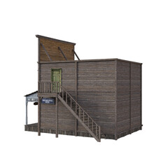 Western Houses Ensemble House Number 2. 3d Rendering-Illustration for Building Scene as Ovrlay, Clipart, Object. Photorealistic and high resolution 6000 x 6000px, 300dpi, PNG.