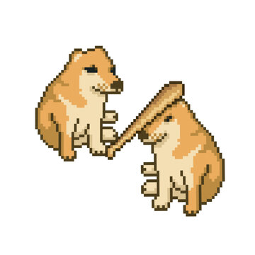 cheems bonk, meme pixel art