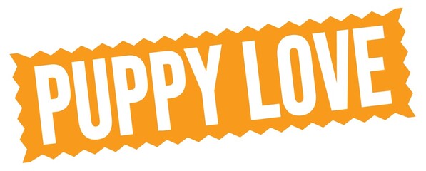 PUPPY LOVE text written on orange stamp sign.