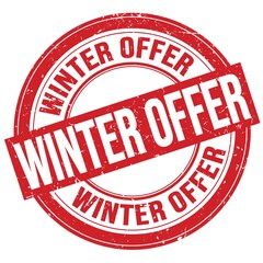 WINTER OFFER text written on red round stamp sign