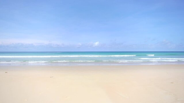 Nature video Cinematic scene Sea video with beach half sky  The beautiful nature of the sea in the summer of Thailand.  On a clear day, the beach is clear and empty in the tropical sea in Thailand.