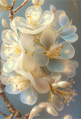 Delicate Cherry Blossom Branch. Generative ai - 556065809