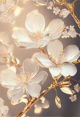 Delicate Cherry Blossom Branch. Generative ai - 556065825