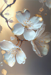 Delicate Cherry Blossom Branch. Generative ai